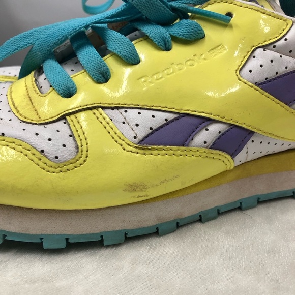 Vintage Reebok Classics yellow and purple size 8 1/2 - Picture 12 of 14